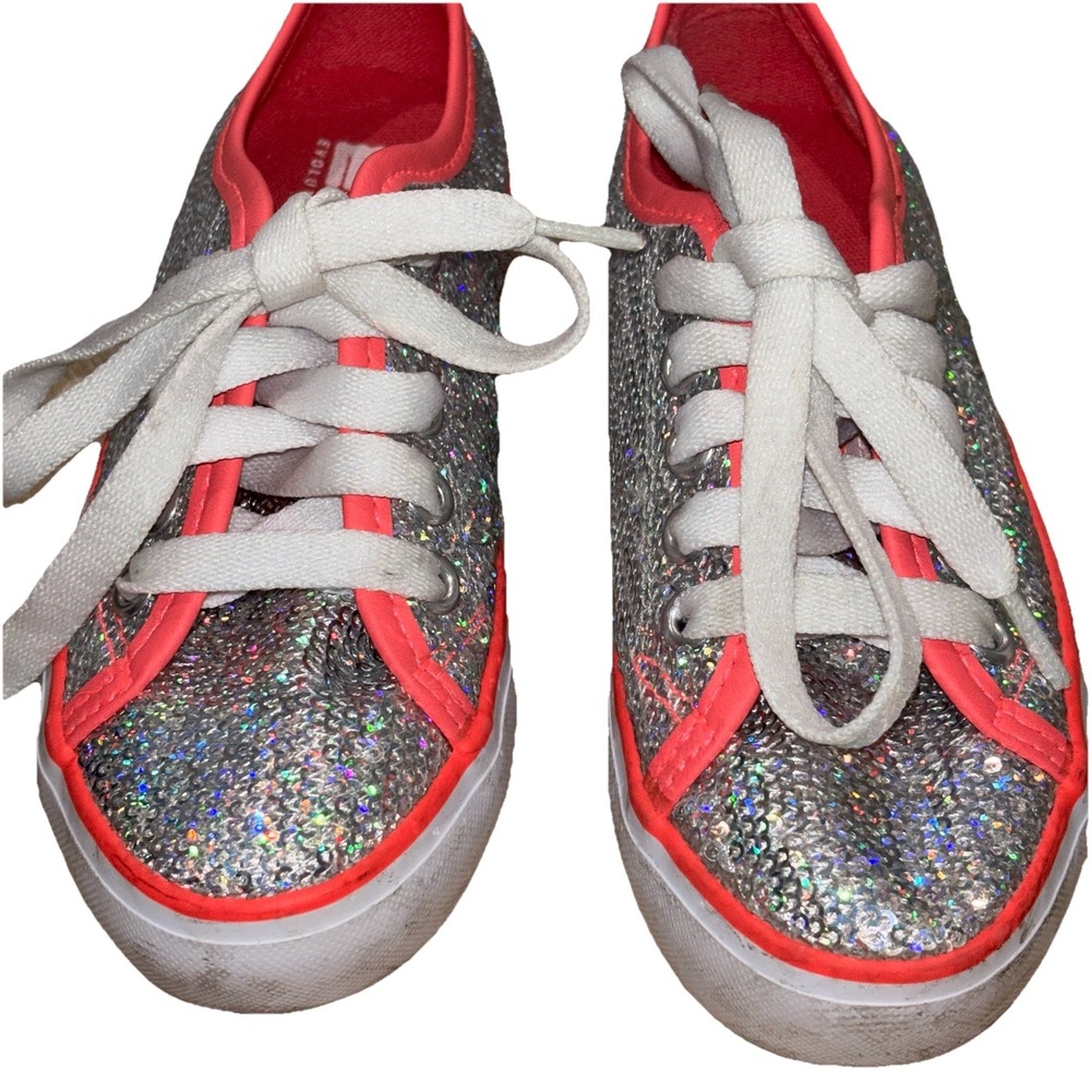 Pink & Silver Sequin Sneakers Toddler‎ 11 Pizzazz Sparkly Shiny Dance Hip Hop